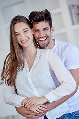 Image showing happy young romantic couple have fun arelax  relax at home