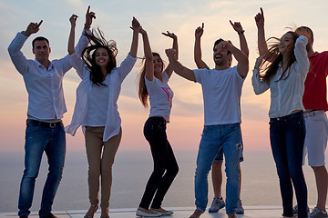 Image showing party people  on sunset