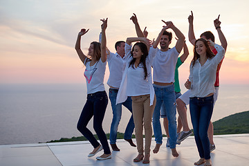 Image showing party people  on sunset