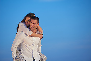 Image showing happy young romantic couple have fun arelax  relax at home