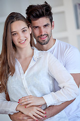 Image showing happy young romantic couple have fun arelax  relax at home