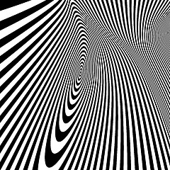 Image showing Pattern with optical illusion. Black and white background. 