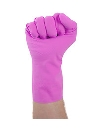 Image showing Rubber glove, making fist