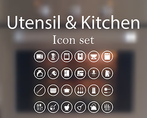 Image showing Utensil and kitchen icon set