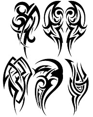 Image showing Set of tribal tattoos