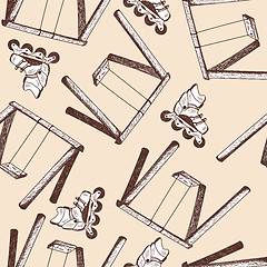 Image showing Swing and rollers seamless doodle pattern