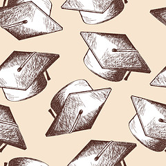 Image showing Graduation cap seamless pattern
