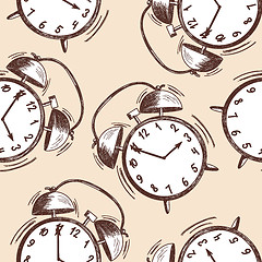 Image showing Alarm clock sketch seamless pattern