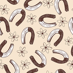 Image showing Magnets and atom seamless doodle pattern