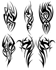 Image showing Set of tribal tattoos