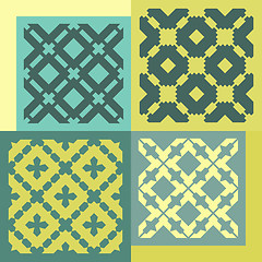 Image showing Set of four seamless patterns. Vintage geometric ornaments. 