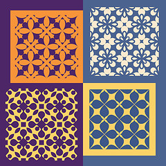 Image showing Set of four seamless patterns. Vintage geometric ornaments. 