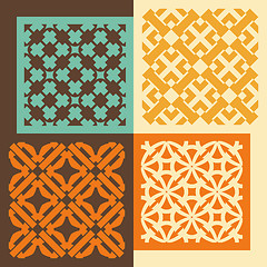 Image showing Set of four seamless patterns. Vintage geometric ornaments. 