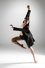 Image showing The young attractive modern ballet dancer on white background