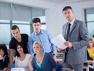 Image showing students with teacher  in computer lab classrom