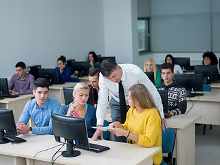 Image showing students with teacher  in computer lab classrom