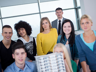 Image showing students with teacher  in computer lab classrom