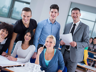 Image showing students with teacher  in computer lab classrom