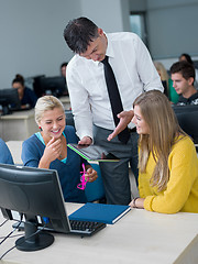 Image showing students with teacher  in computer lab classrom