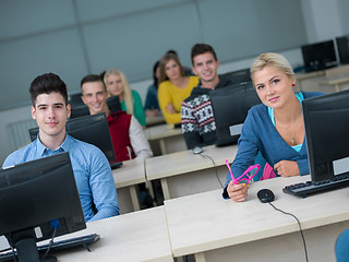 Image showing students group in computer lab classroom