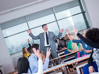 Image showing students with teacher  in computer lab classrom