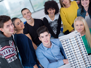 Image showing students with teacher  in computer lab classrom