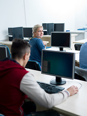 Image showing students group in computer lab classroom