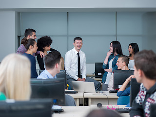 Image showing students with teacher  in computer lab classrom