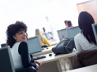 Image showing students with teacher  in computer lab classrom