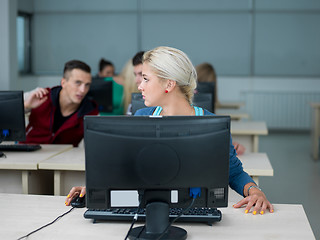 Image showing students group in computer lab classroom