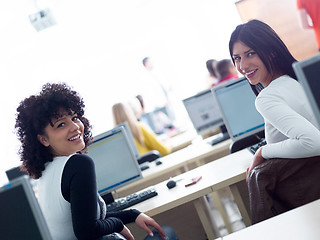 Image showing students with teacher  in computer lab classrom