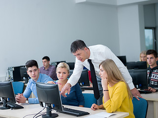 Image showing students with teacher  in computer lab classrom