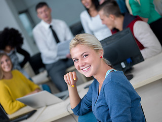 Image showing students with teacher  in computer lab classrom