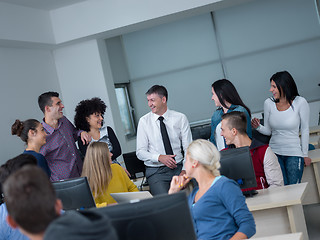 Image showing students with teacher  in computer lab classrom