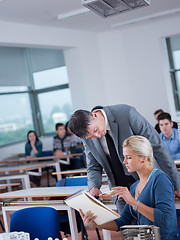 Image showing students with teacher  in computer lab classrom