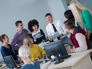 Image showing students with teacher  in computer lab classrom