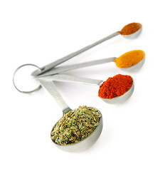 Image showing Spices in measuring spoons