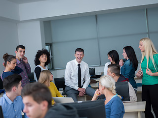 Image showing students with teacher  in computer lab classrom