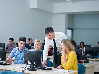 Image showing students with teacher  in computer lab classrom