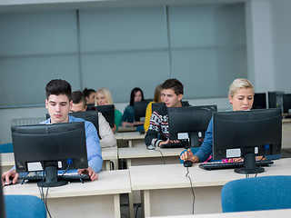 Image showing students group in computer lab classroom