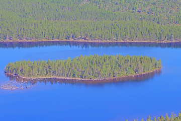 Image showing beautiful landscape with  river and  island