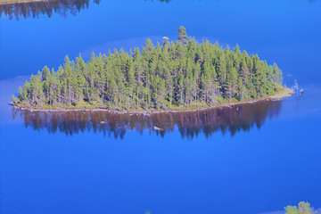 Image showing beautiful landscape with  river and  island