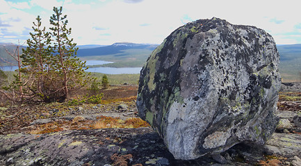 Image showing Sacred stone on top of  mountain