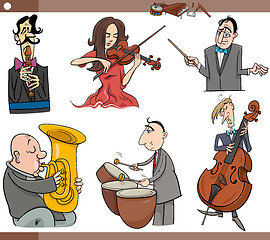 Image showing musicians characters set cartoon