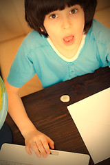 Image showing schoolboy doing homework