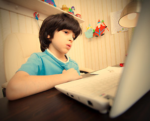 Image showing child with computer, distance learning