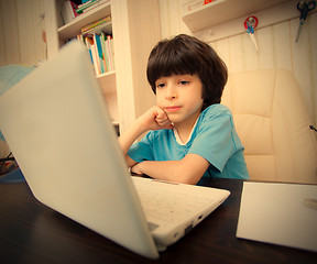 Image showing boy with computer, distance learning