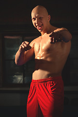 Image showing Russian boxer in red shorts
