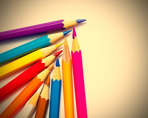 Image showing colored pencils on white background