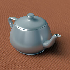Image showing teapot on a bamboo mat